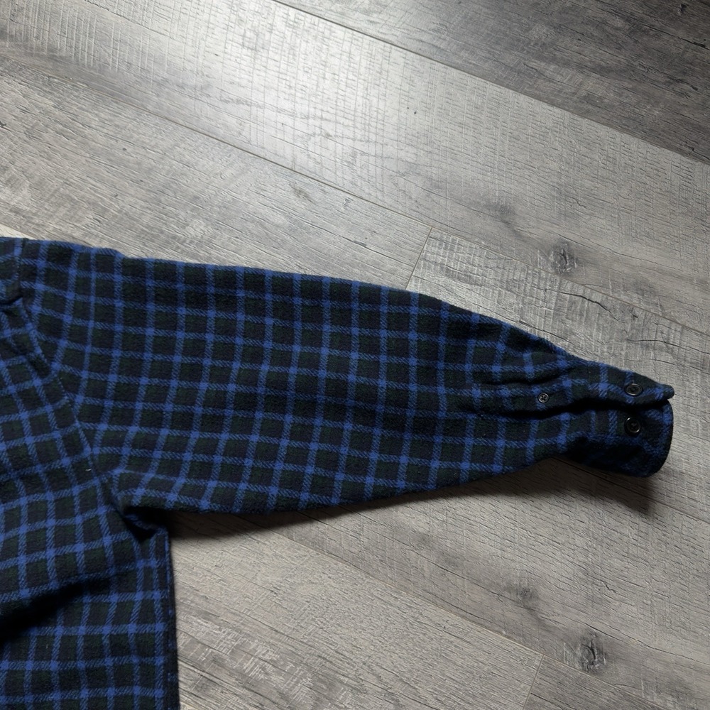 Vintage 90's Old Navy Men's Blue Plaid Italian Wool Blend Shirt Jacket Size 2XL - Picture 3 of 12